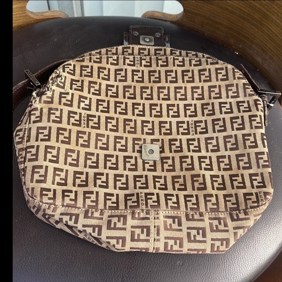 Y2K Fendi zucchino monogram double flap shoulder bag - Picture 11 of 12